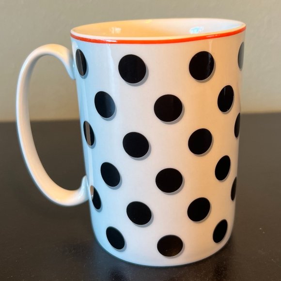 kate spade New York THINGS WE LOVE Black Polka Dot White Porcelain.Mug by Lenox - Picture 1 of 8